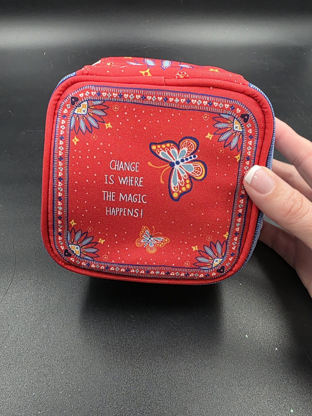 Brighton Bandana Love Red & Light Blue Jewelry Case - Picture 3 of 4